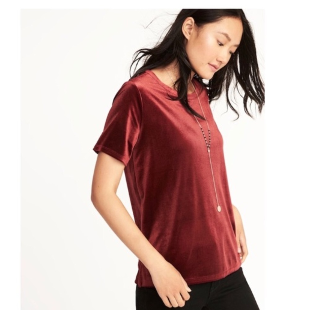 Old Navy burgundy maroon wine velour tee XXL NWT